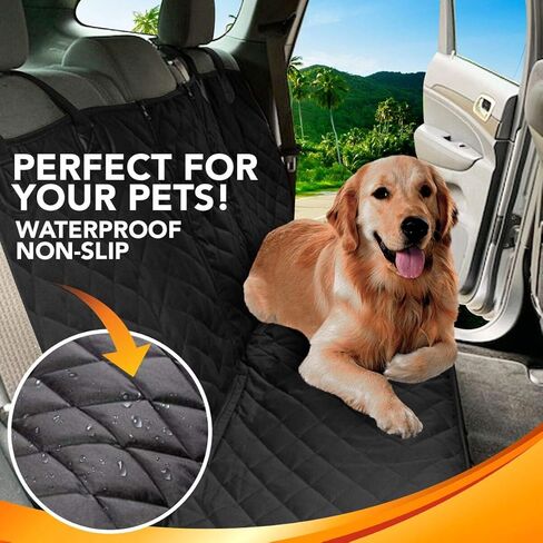 Dog Car Seat Covers - Pet Car Seat Cover Protector – Waterproof, Scratch Proof, Heavy Duty and Nonslip Pet Bench Seat Cover - Middle Seat Belt Capable for Cars, Trucks and SUVs in Kuwait