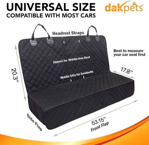 Dog Car Seat Covers - Pet Car Seat Cover Protector – Waterproof, Scratch Proof, Heavy Duty and Nonslip Pet Bench Seat Cover - Middle Seat Belt Capable for Cars, Trucks and SUVs in Kuwait