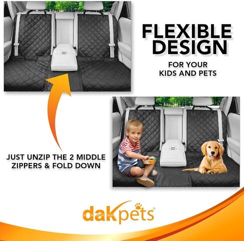 Dog Car Seat Covers - Pet Car Seat Cover Protector – Waterproof, Scratch Proof, Heavy Duty and Nonslip Pet Bench Seat Cover - Middle Seat Belt Capable for Cars, Trucks and SUVs in Kuwait