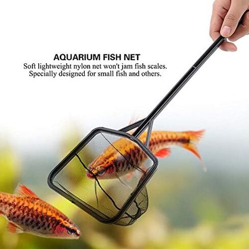 Aquarium Fish Net, Lightweight Nylon Aquarium Shrimp Net Fish Tank Fishing Net Square Fish Net Mesh Fish Tank Catching Mesh Tool with Plastic Handle in Saudi Arabia