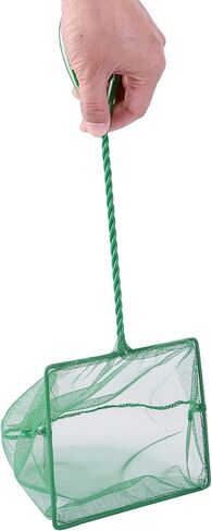 Lpraer 6 Inch Aquarium Fish Net Green Fine Mesh Nylon Net Collection with 11" Long Handle Square Quick Catch Fish Net for Fish Tank in Kuwait