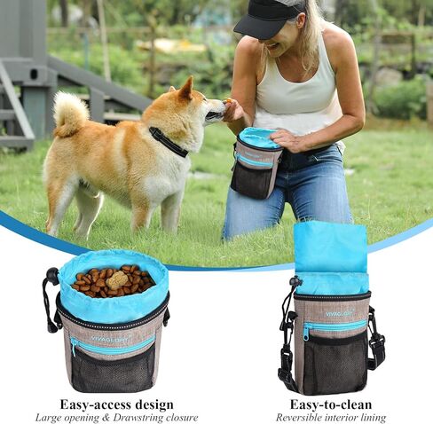 حقيبة علاج الكلاب من فيفاغلوري، حقيبة تدريب مع حزام خصر قابل للتعديل وحزام كتف عاكس، موزع أكياس نفايات الكلاب مدمج، حر اليدين و4 طرق للارتداء، أسود in Kuwait
