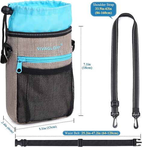 حقيبة علاج الكلاب من فيفاغلوري، حقيبة تدريب مع حزام خصر قابل للتعديل وحزام كتف عاكس، موزع أكياس نفايات الكلاب مدمج، حر اليدين و4 طرق للارتداء، أسود in Kuwait