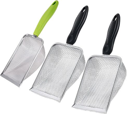 SUMHEN 3PCS Reptile Stainless Steel Fine Mesh,Litter Cleaner Corner Scoop Sand Sifter,Reptile Scooper Bearded Dragon Sand Shovel,Reptile Habitat Sifting Scoopers in Saudi Arabia
