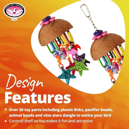 Super Bird Creations SB896 Seeing Stars Bird Toy, Small/Medium Bird Size, 9.5" x 3.5" in Saudi Arabia