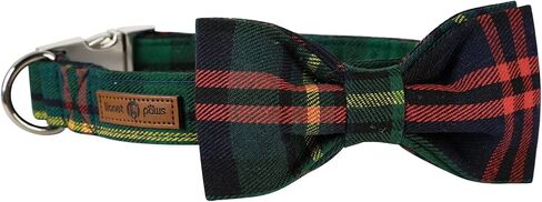 Lionet Paws Christmas Dog Collar with Bowtie, Dog Bowtie Collar with Metal Buckle for Dogs, Adjustable Comfortable Dog Collar Girl Boy Gift, M, Neck 13.5-22 in in Kuwait