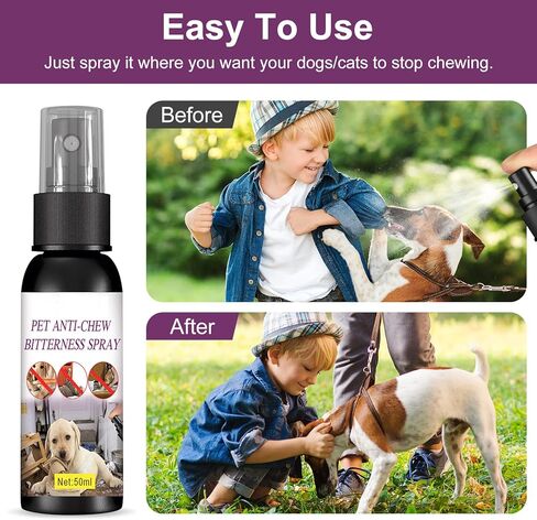 رذاذ التفاح المر من أتريللي للكلاب لوقف المضغ، رذاذ بدون مضغ للكلاب، رذاذ طبيعي رادع للكلاب لتدريب سلوك الحيوانات الأليفة، آمن للاستخدام الداخلي والخارجي، ابق بعيدًا عن المناطق المحظورة، 50 مل in Kuwait