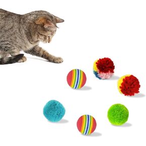 Andiker Cat Balls, 5pcs Colorful and Build-in Bell Cat Sound Ball Toy Bird Toys Natural Play Balls Parrot Gnawing Toy Chew and Chase Cat Toys for Indoor Cats to Keep Fit and Active (Bell Ball)