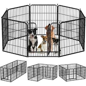 Dog Playpen for Large Dogs Indoor 31" Extra Tall - Foldable 6 Panels Pet Play Pen with Gate Door - Portable Heavy Duty Exercise Fence for Puppy Doggies Crate Cage Kennel in Kuwait