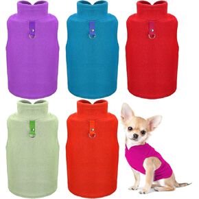 6 Pack Winter Clothes for Small Dogs Fleece Vest with Leash Ring Sleeveless Dog Jacket for Small Medium Dogs Unisex (Bright Colors, X-Large)