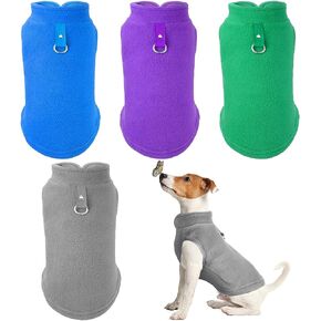 SATINIOR 4 Pieces Dog Polyester Warmer Vest Sweater Warm Pullover Jacket with D-Ring Leash Cold Weather Coat Hoodie for Small and Medium Dogs(S,Purple, Blue, Rose, Red)