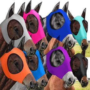8 Pcs Horse Fly Masks for Horses Comfort Horse Fly Mask with Ears Soft Elasticity Fly Mask Sun Protection for Horses(Medium) in Saudi Arabia