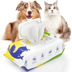 Dog Wipes, Puppy Wipes for Face Eye Ears Body Bath, Pet Wipes for Dog Cat Paws Butt, Unscented Hypoallergenic Thick Dog Grooming Wipes for Cleaning Deodorizing, 100 Count, White