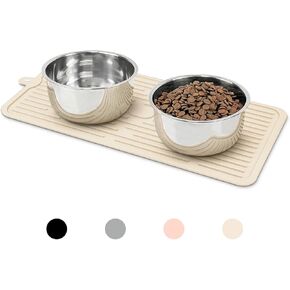 Ptlom Pet Placemat for Dog and Cat, Anti-Slip Waterproof Dogs Feeding Mat Prevent Food and Water Overflow, Bowl Mats Suitable for Medium and Small Pets, Beige, Silicone in Saudi Arabia