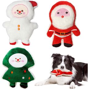 3 PCS Christmas Squeaky Dog Toys - Cute Soft Plush Puppy Toys, Funny Small Dog Chew Toys Santa Snowman and Christmas Tree Dog Toys for Small Medium Dogs in Saudi Arabia