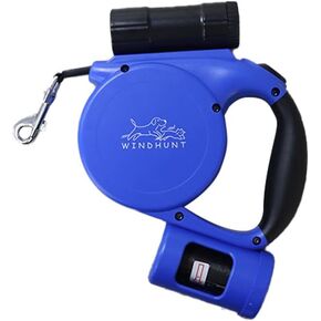 Retractable Dog Leash with Flashlight,Dispenser and Poop Bag Heavy-Duty Nylon Tape for Small,Medium Dogs and Cats One-Handed Brake and Lock.360°Tangle-Free.(Black)