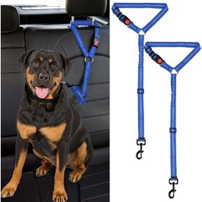 Dog Cat Safety Seat Belt Strap Car Headrest Restraint Adjustable Nylon Fabric Dog Restraints Vehicle Seatbelts Harness (Black)