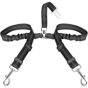 SlowTon Double Dog Seat Belt for Car with Elastic Bungee Buffer, Adjustable in Saudi Arabia