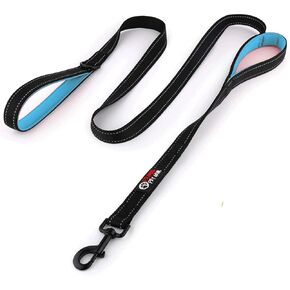 Dog Leash 6ft long,Traffic Padded Two Handle,Heavy Duty,Reflective Double Handles Lead for Control Safety Training,Leashes for Large Dogs or Medium Dogs,Dual Handles Leads(Black)
