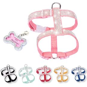 حزام قطط من حجر الراين للفتيات والأولاد، مع علامات مكتوبة بخط اليد، صدرية جرو كيتي تسخر لطيف متألق ناعم جميل بلينغ كريستال الماس كلب أليف صغير متوسط، وردي M in Kuwait