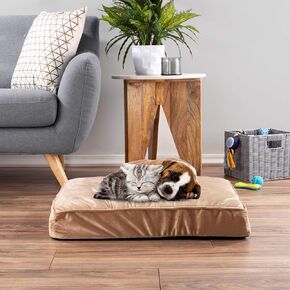PETMAKER Dog Bed with Removable Cover – 26x19 Pet Bed - 4.5-Inch Egg Crate Style Memory Foam Orthopedic Dog Bed and Non-Slip Crate Bed (Tan) in Kuwait