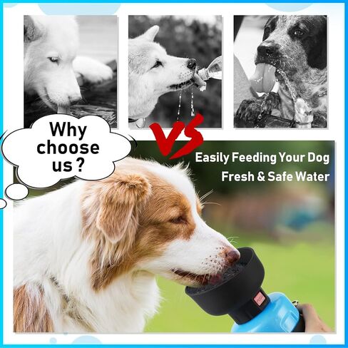 زجاجة مياه محمولة للكلاب مع حزام طويل، زجاجة مياه للسفر للكلاب سعة 28 أونصة مقاومة للتسرب وقابلة للطي وموزع وعاء مياه للحيوانات الأليفة للمشي في الهواء الطلق والمشي لمسافات طويلة وإكسسوارات سفر للكلاب قابلة للطي وخالية من مادة BPA in Kuwait