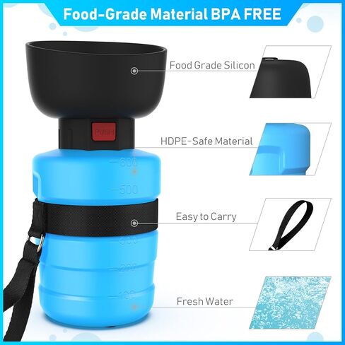 زجاجة مياه محمولة للكلاب مع حزام طويل، زجاجة مياه للسفر للكلاب سعة 28 أونصة مقاومة للتسرب وقابلة للطي وموزع وعاء مياه للحيوانات الأليفة للمشي في الهواء الطلق والمشي لمسافات طويلة وإكسسوارات سفر للكلاب قابلة للطي وخالية من مادة BPA in Kuwait