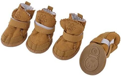 URBEST Dog Shoes with Hook Loop Closure Booties Pet Dog Chihuahua Shoes Boots 4Pcs (2#, Brown) in Kuwait