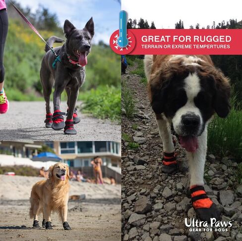 حذاء Ultra Paws للكلاب القوية وواقي أقدام للكلاب الصغيرة والمتوسطة والكبيرة، أحمر (مقاس 4) in Kuwait