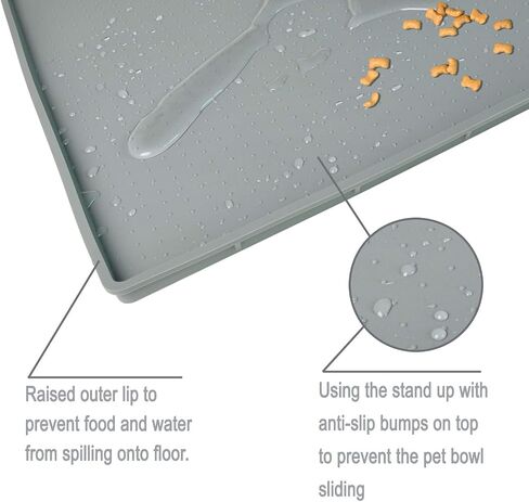 Mofason Pet Food Mat Waterproof Dog Mat 24"x16" Large – 0.5" inch Raised Edge, Dog Cat Silicone Feeding Placemat Water Bowl Tray for Floors, Nonslip Washable Dog Mat for Food and Water in Kuwait