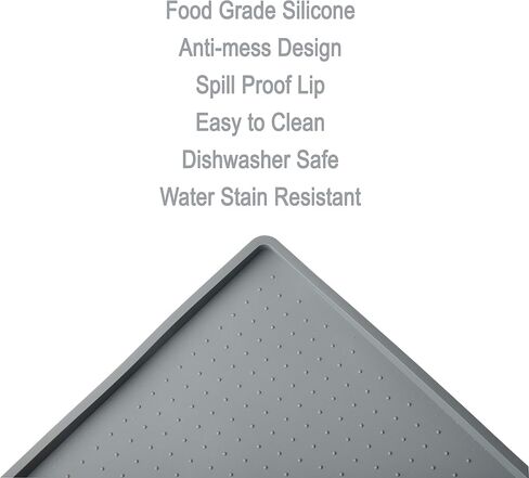 Mofason Pet Food Mat Waterproof Dog Mat 24"x16" Large – 0.5" inch Raised Edge, Dog Cat Silicone Feeding Placemat Water Bowl Tray for Floors, Nonslip Washable Dog Mat for Food and Water in Kuwait
