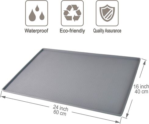 Mofason Pet Food Mat Waterproof Dog Mat 24"x16" Large – 0.5" inch Raised Edge, Dog Cat Silicone Feeding Placemat Water Bowl Tray for Floors, Nonslip Washable Dog Mat for Food and Water in Kuwait