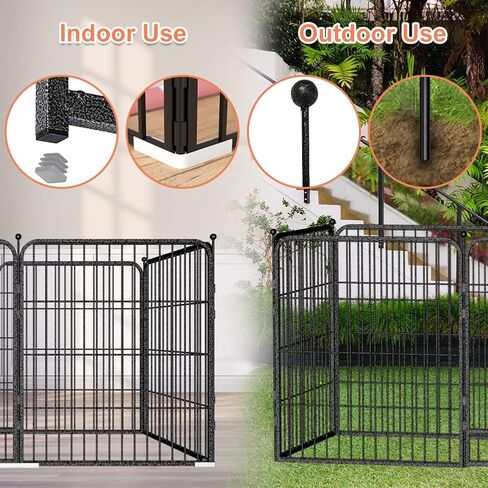 قفص لعب للكلاب الكبيرة في الأماكن المغلقة بطول 31 بوصة - قلم لعب للحيوانات الأليفة قابل للطي مكون من 6 ألواح مع باب بوابة - سياج تمرين محمول عالي التحمل لبيت قفص الكلاب الجراء in Kuwait