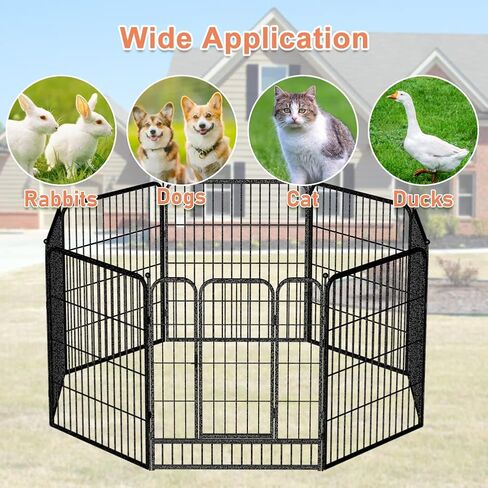 قفص لعب للكلاب الكبيرة في الأماكن المغلقة بطول 31 بوصة - قلم لعب للحيوانات الأليفة قابل للطي مكون من 6 ألواح مع باب بوابة - سياج تمرين محمول عالي التحمل لبيت قفص الكلاب الجراء in Kuwait
