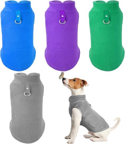 Satinior 4 Pcs Stretch Fleece Dog Sweater, M, Purple, Blue, Rose, Red in Kuwait
