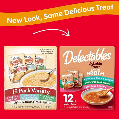 Delectables Savory Broths Lickable Wet Cat Treat Variety Pack, 12 Pack in Kuwait