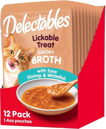 Delectables Savory Broths Lickable Wet Cat Treat Variety Pack, 12 Pack in Kuwait