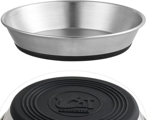 WROSWT Stainless Steel Cat Bowls,Whisker Friendly Shallow Cat Dishes for Food and Water,Non-Slip Silicone Bottom,Heavy Duty,Replacement Kitten Metal Plate for Elevated Stands,1 Pack in Saudi Arabia