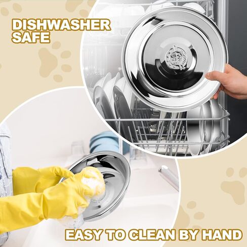 مجموعة اوعية طعام للقطط من الستانلس ستيل مكونة من 12 قطعة من اوعية طعام القطط الضحلة لتخفيف الاجهاد والحامل المرتفع، طبق معدني للطعام والماء للكلاب والقطط الصغيرة (قطر 5.5 انش) in Kuwait