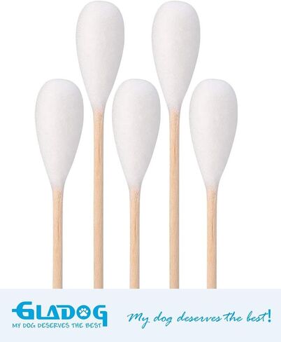 GLADOG 6 Inch Professional Large Cotton Buds for Dogs, Specially Designed Dog Cotton Buds with Wood Handle, Large Means Safe in Kuwait