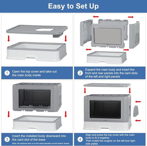 صندوق فضلات القطط من بينبون مع غطاء صندوق فضلات مغطى قابل للطي مع مجرفة وفرشاة فرك، صندوق فضلات كبير للقطط الداخلية in Kuwait