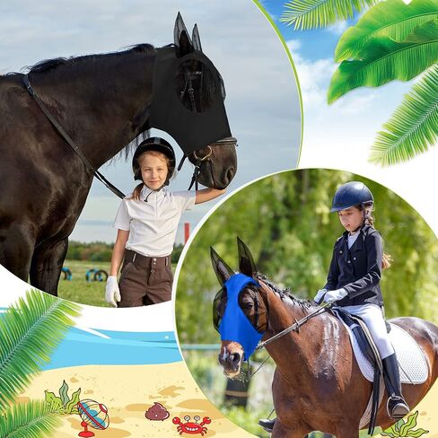 8 Pcs Horse Fly Masks for Horses Comfort Horse Fly Mask with Ears Soft Elasticity Fly Mask Sun Protection for Horses(Medium) in Saudi Arabia
