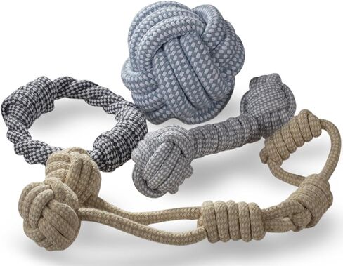 Paws & Pals Dog Chew Toys, Indestructible Cotton Braided Rope Toy, Best for Teething Puppy or Large Breed Aggressive and Heavy Chewers, Dogs Play Fetch, Heavy-Duty, Variety of Sizes & Styles in Kuwait