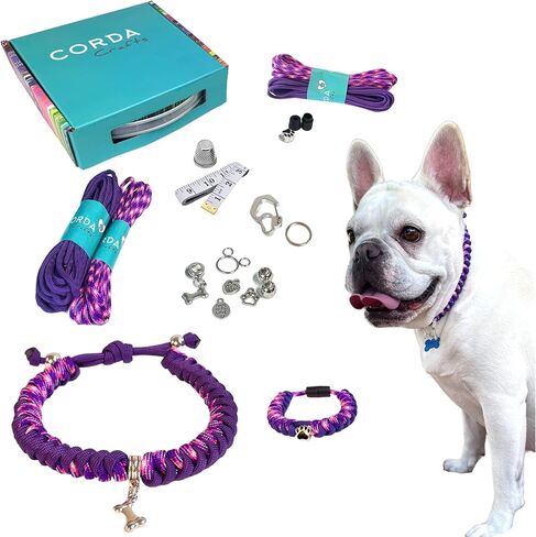 CORDA Crafts - Paracord Kit - Complete Accessories for Making Necklace Dog and Owner Matching Bracelet - Easy Video Tutorial - Waterproof Pet ID Tag Clip Included - Small Dog, Army in Saudi Arabia
