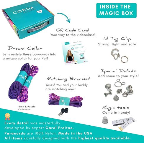CORDA Crafts - Paracord Kit - Complete Accessories for Making Necklace Dog and Owner Matching Bracelet - Easy Video Tutorial - Waterproof Pet ID Tag Clip Included - Small Dog, Army in Saudi Arabia