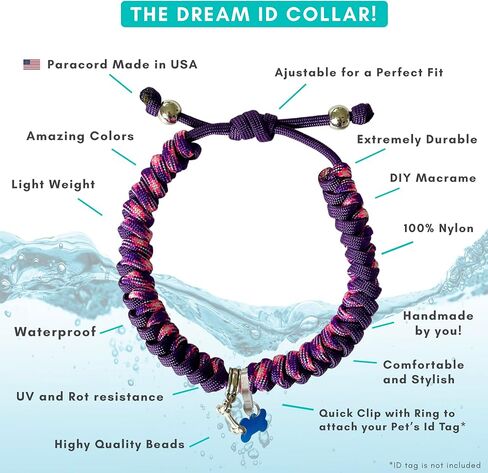 CORDA Crafts - Paracord Kit - Complete Accessories for Making Necklace Dog and Owner Matching Bracelet - Easy Video Tutorial - Waterproof Pet ID Tag Clip Included - Small Dog, Army in Saudi Arabia