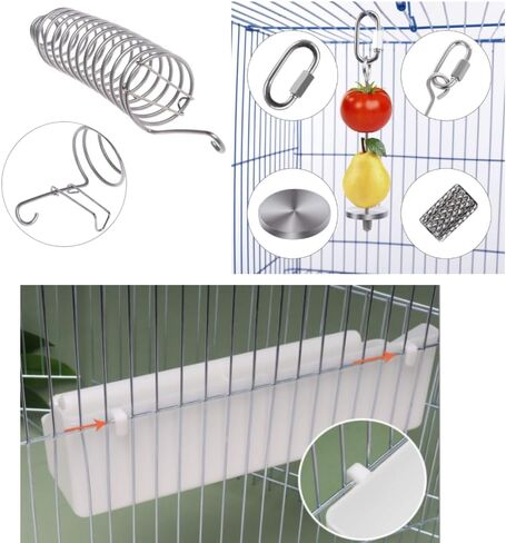 مجموعة حامل طعام الطيور من 3 قطع، مغذيات الطيور من الفولاذ المقاوم للصدأ، سيخ ببغاء الطيور، حامل خضروات وفواكه حيوانات صغيرة، وحدة تغذية الطعام المعلقة للببغاوات والكوكاتو وأداة معالجة قفص الكوكاتيل in Kuwait