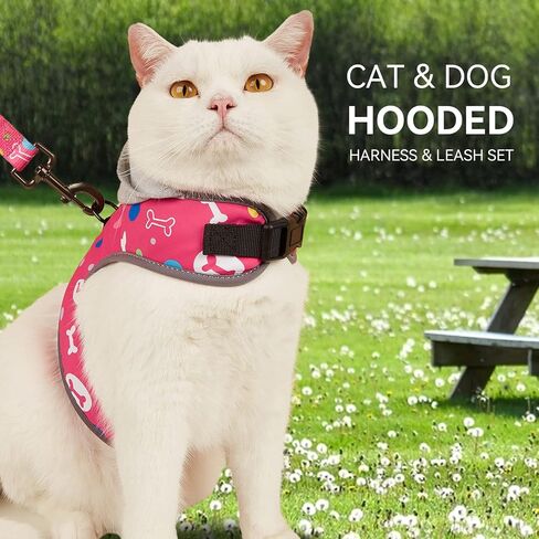 Cat Harness and Leash Set for Walking Escape Proof, Cat Hoodie Sweaters Adjustable Cat and Small Dog Harness and Leash with Cap for Pet Kitten Puppy in Saudi Arabia