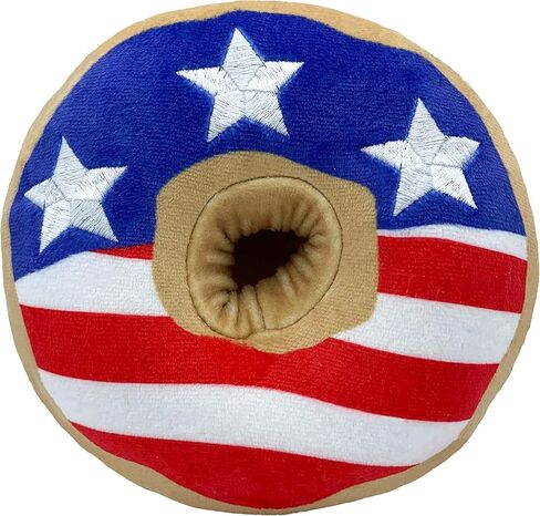 Huxley & Kent for Dogs | Stars & Stripes Donut (Large) | 4th of July Funny Dog Toy | Power Plush Dog Toy with Squeaker | Dog Gift | Fun, Durable, and Safe | H&K Squeaky Dog Toy in Kuwait