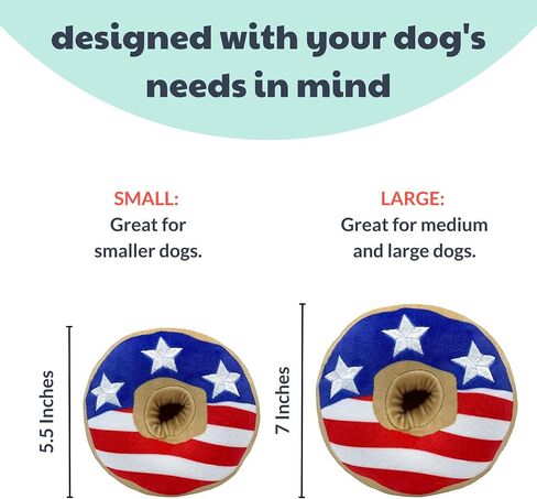 Huxley & Kent for Dogs | Stars & Stripes Donut (Large) | 4th of July Funny Dog Toy | Power Plush Dog Toy with Squeaker | Dog Gift | Fun, Durable, and Safe | H&K Squeaky Dog Toy in Kuwait